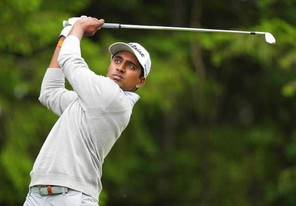June 5, 2025, Caledon, On, CANADA: Canadian Sudarshan Yellamaraju hits his tee shot on the 11th hole during first round of the RBC Canadian Open golf tournament, in Caledon, Ont., on Thursday, June 5, 2025. Canada News - June 5, 2025 - ZUMAc35_ 20250605_zaf_c35_114 Copyright: xNathanxDenettex