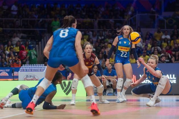 Germany vs Italy RIO DE JANEIRO, RJ - 05.06.2025: GERMANY VS ITALY - Italy& 39;s women& 39;s volleyball team wins in a tie break against Germany on the second day of the VNL, at Maracanazinho in Rio de Janeiro, RJ, this Thursday (05). (Photo: Letycia Miller Fotoarena) x2749686x  LetyciaxMiller