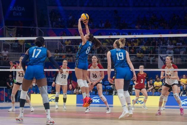 Germany vs Italy RIO DE JANEIRO, RJ - 05.06.2025: GERMANY VS ITALY - Italy& 39;s women& 39;s volleyball team wins in a tie break against Germany on the second day of the VNL, at Maracanazinho in Rio de Janeiro, RJ, this Thursday (05). (Photo: Letycia Miller Fotoarena) x2749694x  LetyciaxMiller