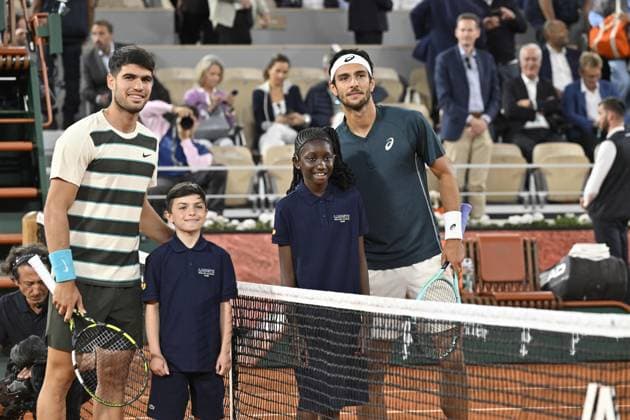 Tennis : Roland Garros 2025 - ITF - Tennis - Roland Garros 2025 - ITF - Carlos Alcaraz - Espagne - Lorenzo Musetti - Italie 1 2 finale France  Copyright: xChryslenexCaillaudx xPsnewzx
