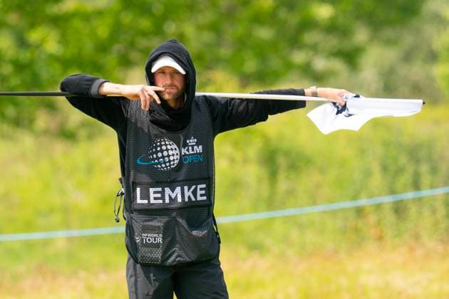 2025-06-06 KLM OPEN 2025 AMSTERDAM, THE NETHERLANDS - JUNE 6: caddy van Niklas Lemke of Sweden during Round 2 of the KLM Open 2025, DP World Tour at The International on June 6, 2025 in Amsterdam, The Netherlands. Amsterdam The International The Netherlands Content not available for redistribution in The Netherlands directly or indirectly through any third parties. Copyright: xHenkxSeppenx