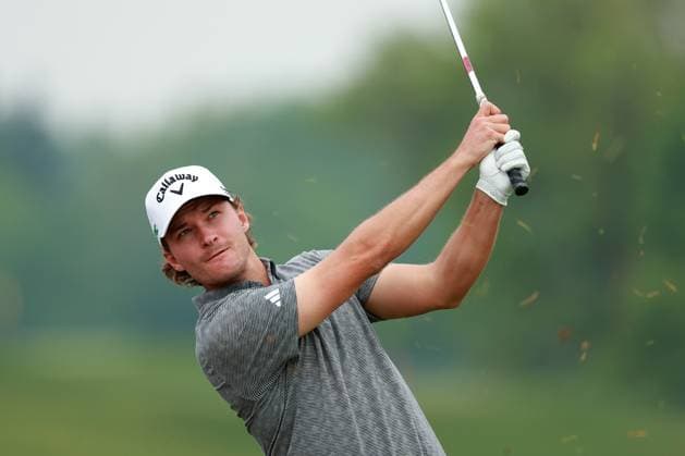 RBC Canadian Open 2025 at TPC Toronto at Osprey Valley CALEDON, ONTARIO - JUNE 06: Rasmus Hojgaard of Denmark hits from the 9th fairway during the second round of the RBC Canadian Open 2025 at TPC Toronto at Osprey Valley on June 06, 2025 in Caledon, Ontario, Canada. Caledon Ontario United States  Copyright: xAmyxLemusx originalFilename:lemus-rbccanad250606_npx2y.jpg