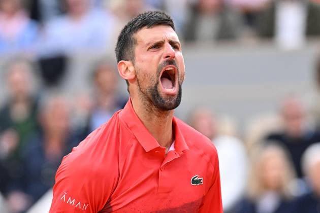 2025 Roland-Garros - Day 13 PARIS, FRANCE - JUNE 6: Novak Djokovic of Serbia reacts during match against Jannik Sinner (not seen) of Italy during men s singles semi-final match on day 13 of the French Open tennis tournament on Court Philippe-Chatrier at the Roland-Garros Complex in Paris, France on June 6, 2025. Mustafa Yalcin Anadolu Paris France. Editorial use only. Please get in touch for any other usage.  Copyright: x2025xAnadoluxMustafaxYalcinx
