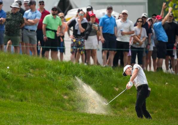 June 6, 2025, Caledon, On, CANADA: Luke Clanton blasts out of the fairway bunker on the fifth hole during second round of the RBC Canadian Open golf tournament in Caledon, Ont., on Friday, June 6, 2025. Canada News - June 6, 2025  - ZUMAc35_ 20250606_zaf_c35_157 Copyright: xNathanxDenettex