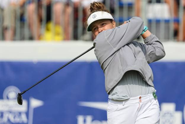 June 06, 2025: Fatima Fernandez Cano of Spain tees off on the 1st hole during the ShopRite LPGA, Golf Damen Classic Presented by Acer in Galloway, NJ. CSM Galloway United States of America - ZUMAc04_ 20250606_zma_c04_054 Copyright: xMikexLangishx