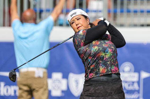 June 06, 2025: Christina Kim from the United States tees off on the 1st hole during the ShopRite LPGA, Golf Damen Classic Presented by Acer in Galloway, NJ. CSM Galloway United States of America - ZUMAc04_ 20250606_zma_c04_060 Copyright: xMikexLangishx