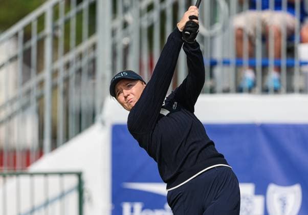 June 06, 2025: Adela Cernousek of France tees off on the 1st hole during the ShopRite LPGA, Golf Damen Classic Presented by Acer in Galloway, NJ. CSM Galloway United States of America - ZUMAc04_ 20250606_zma_c04_111 Copyright: xMikexLangishx
