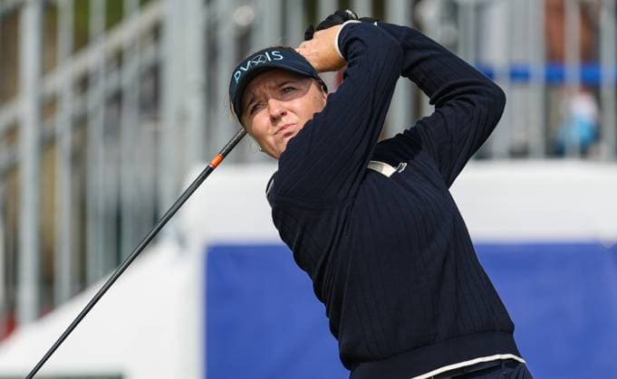 June 06, 2025: Adela Cernousek of France tees off on the 1st hole during the ShopRite LPGA, Golf Damen Classic Presented by Acer in Galloway, NJ. CSM Galloway United States of America - ZUMAc04_ 20250606_zma_c04_112 Copyright: xMikexLangishx