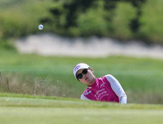LPGA, Golf Damen 2025: ShopRite LPGA Classic Presented By Acer JUN 06 June 06, 2025: Yuma Nishimura of Japan punches the ball out of the bunker during the ShopRite LPGA Classic Presented by Acer in Galloway, NJ. Mike Langish CSM (Credit Image: Ã‚Â Mike Langish Cal Media) (Credit Image: Ã‚Â Mike Langish Cal Sport Media) (Credit Image: Â Mike Langish Cal Sport Media) Galloway New Jersey United States of America EDITORIAL USE ONLY Copyright: xx ZUMA-20250606_zma_c04_122.jpg MikexLangishx csmphotothree390326