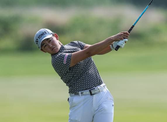 June 06, 2025: Akie Iwai of Japan hits her approach shot during the ShopRite LPGA, Golf Damen Classic Presented by Acer in Galloway, NJ. CSM Galloway United States of America - ZUMAc04_ 20250606_zma_c04_124 Copyright: xMikexLangishx