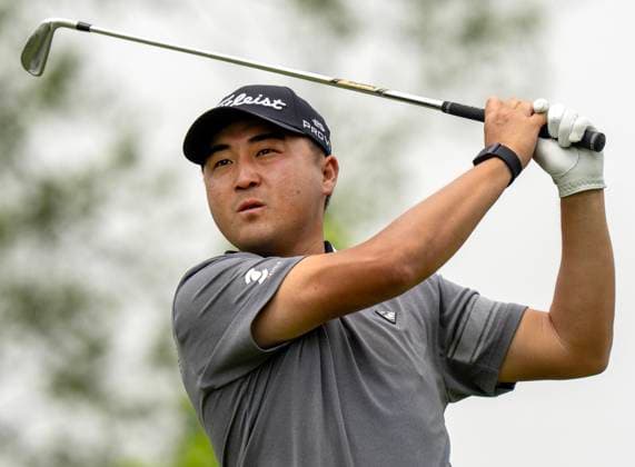 June 6, 2025, Caledon, On, CANADA: Richard Lee of Canada watches his tee shot on No. 7 in the second round of the Canadian Open golf in Caledon, Ont., Friday, June 6, 2025. Golf 2025: Canadian Open: Second Round  - ZUMAc35_ 20250606_zaf_c35_107 Copyright: xFrankxGunnx