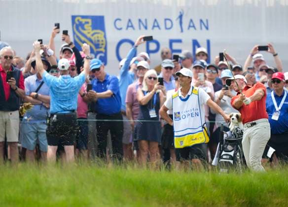 June 6, 2025, Caledon, On, CANADA: Rory McIlroy hit his approach shot from the deep rough on the fifth hole during second round of the RBC Canadian Open golf tournament in Caledon, Ont., on Friday, June 6, 2025. Golf 2025: Canadian Open: Second Round  - ZUMAc35_ 20250606_zaf_c35_136 Copyright: xNathanxDenettex
