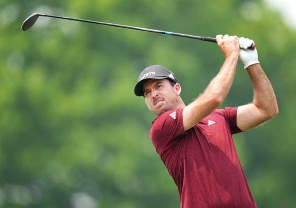 June 6, 2025, Caledon, On, CANADA: Candian Nick Taylor hits his tee shot on the fifth hole during second round of the RBC Canadian Open golf tournament in Caledon, Ont., on Friday, June 6, 2025. Golf 2025: Canadian Open: Second Round  - ZUMAc35_ 20250606_zaf_c35_143 Copyright: xNathanxDenettex