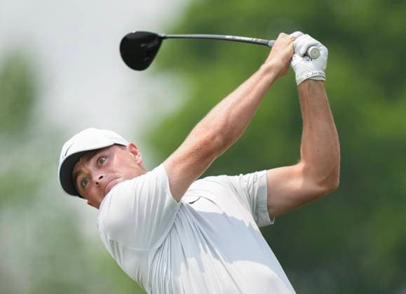 June 6, 2025, Caledon, On, CANADA: Luke Clanton hits his tee shot on the fifth hole during second round of the RBC Canadian Open golf tournament in Caledon, Ont., on Friday, June 6, 2025. Golf 2025: Canadian Open: Second Round  - ZUMAc35_ 20250606_zaf_c35_156 Copyright: xNathanxDenettex