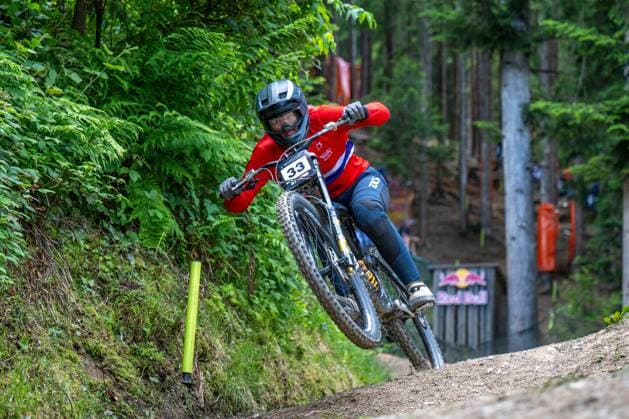MOUNTAINBIKE - UCI MTB World Series LEOGANG,AUSTRIA,07.JUN.25 - CYCLING, MOUNTAIN BIKE - UCI Mountainbike World Cup, downhill. Image shows Kine Haugom (NOR).  GEPAxpictures xWolfgangxKofler