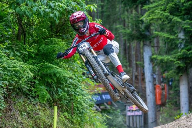 MOUNTAINBIKE - UCI MTB World Series LEOGANG,AUSTRIA,07.JUN.25 - CYCLING, MOUNTAIN BIKE - UCI Mountainbike World Cup, downhill. Image shows Kerstin Sallegger (AUT).  GEPAxpictures xWolfgangxKofler