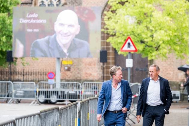 Former Belgian cyclist Paul Herygers arrives for the funeral ceremony of former Belgian cyclist Ludo Dierckxsens (60), in Westerlo, on Saturday 07 June 2025. Dierckxsens died during the 1000km charity bike ride of Kom op tegen Kanker on 29 May 2025. He was a professional cyclist between 1992 and 2005 and was best known for winning the 11th stage of the 1999 Tour de France. JASPERxJACOBS  x0821718580stx
