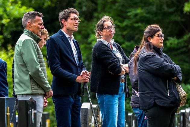 Former Belgian cyclist Stig Broeckx is seen at the funeral ceremony of former Belgian cyclist Ludo Dierckxsens (60), in Westerlo, on Saturday 07 June 2025. Dierckxsens died during the 1000km charity bike ride of Kom op tegen Kanker on 29 May 2025. He was a professional cyclist between 1992 and 2005 and was best known for winning the 11th stage of the 1999 Tour de France. POOLxANNxROGIER  x0821722021stx