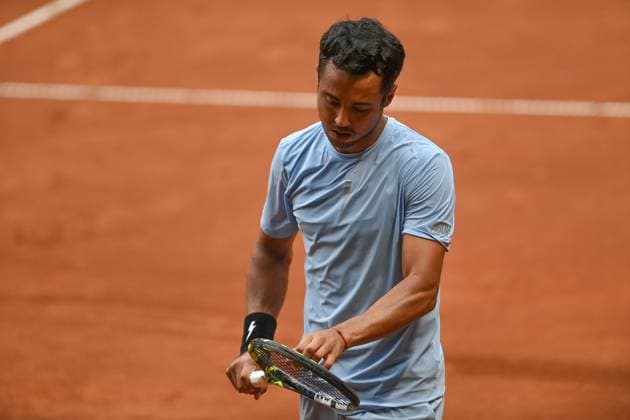 Hugo Dellien of Bolivia reacts as he plays against Tseng Chun-Hsin of Taiwan during their final match at the UniCredit Czech Open, ATP, Tennis Herren Challenger tour in Prostejov, Czech Republic, June 7, 2025. (CTKxPhoto LudekxPerina) CTKPhotoP2025060702599  CTKPhotoP2025060702599