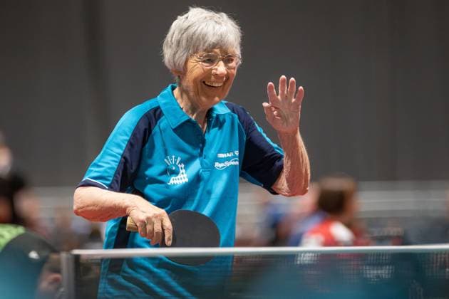 Bilder des Jahres 2025, Sport 06 Juni Sport Themen der Woche KW23 TT-Finals 2025 in Erfurt Bei den Deutschen Meisterschaften der Senioren sorgt Christl Rupprecht mit 91 Jahren in der Altersklasse Ü85 für Bewunderung. Die älteste Teilnehmerin zeigt eindrucksvoll, dass Tischtennis keine Altersgrenze kennt. *** TT Finals 2025 in Erfurt - At the German Senior Championships, Christl Rupprecht causes a stir at the age of 91 in the Over 85 age group. The oldest participant impressively demonstrates that Table tennis, Tischtennis knows no age limit. Thüringen Deutschland, Germany RUPPRECHT_Christl-BYTTV-TSV_Schondorf_1920035