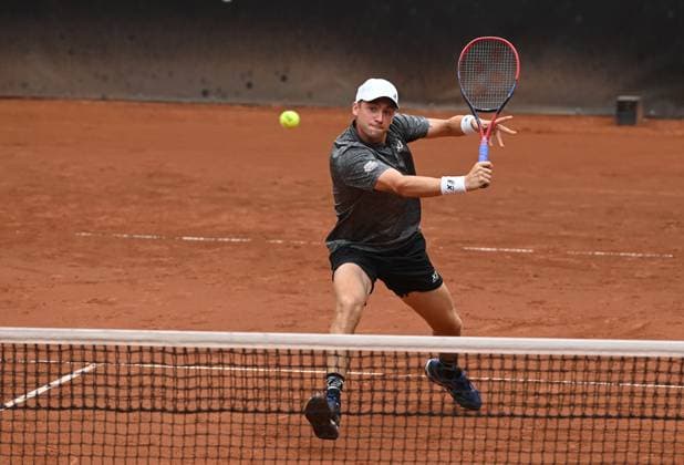 Patrik Rikl of Czech Republic plays during the final double match Lukas Pokorny of Slovakia and Dalibor Svrcina of Czech Republic vs Patrik Rikl and Petr Nouza of Czech Republic at the UniCredit Czech Open, ATP, Tennis Herren Challenger tour in Prostejov, Czech Republic, June 7, 2025. (CTKxPhoto LudekxPerina) CTKPhotoP2025060703001  CTKPhotoP2025060703001