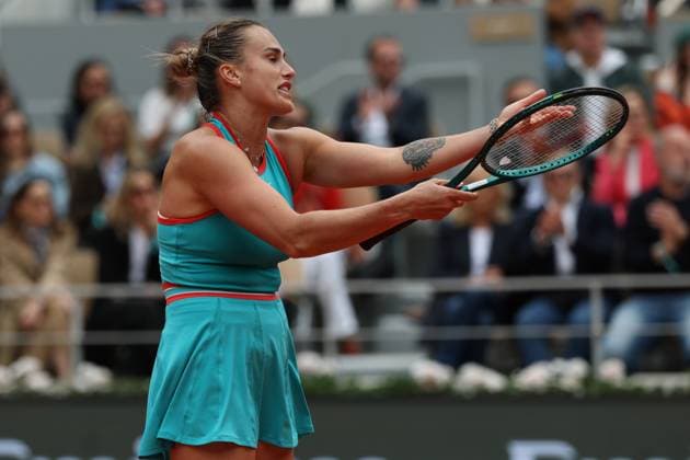 June 7, 2025, Paris, Celestynow, France: ARYNA SABALENKA during the match against Coco Gauff of USA in the final women s singles of French Open 2025 at Roland Garros in Paris. Paris France - ZUMAc278 20250607_zsp_c278_011 Copyright: xMarcinxCholewinskix