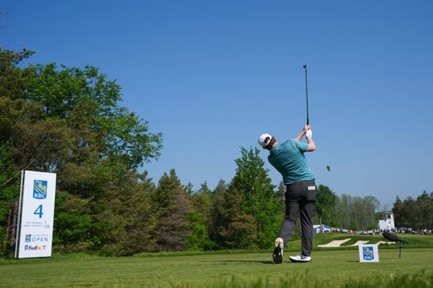 RBC Canadian Open 2025 - Round Three CALEDON, CANADA - JUNE 7 : Robert MacIntyre of Scotland hits his shot on the fouth hole during the third round of the RBC Canadian Open 2025 at TPC Toronto at Osprey Valley in Caledon, Ontario, Canada on June 7, 2025. Mert Alper Dervis Anadolu Ontario Canada. Editorial use only. Please get in touch for any other usage.  Copyright: x2025xAnadoluxMertxAlperxDervisx