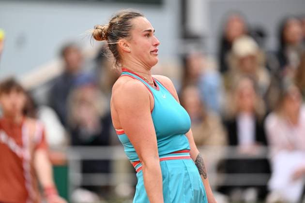 2025 Roland-Garros - Day 14 PARIS, FRANCE - JUNE 7: Aryna Sabalenka reacts as she plays against Coco Gauff (not seen) during the Women s Singles final match on Day 14 of the 2025 French Open at Court Philippe-Chatrier in Paris, France on June 7, 2025. Mustafa Yalcin Anadolu Paris France. Editorial use only. Please get in touch for any other usage.  Copyright: x2025xAnadoluxMustafaxYalcinx