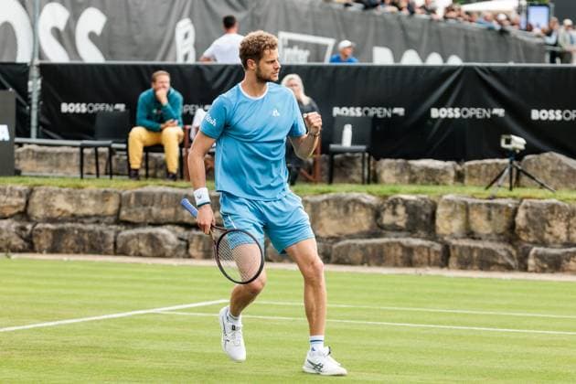 BOSS OPEN ATP250 07 06 2025 Yannick Hanfmann GER cheers in his match against Max Wiskandt GER BOSS OPEN ATP250 Stuttgart, Tennisclub Weissenhof on 07 06 2025 Copyright: xBEAUTIFULxSPORTS Wunderlx