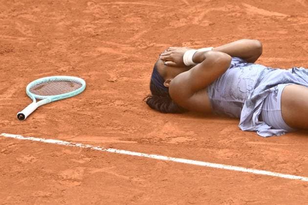 Coco Gauff beats Sabalenka to win French Open title PARIS, FRANCE - JUNE 7: Coco Gauff of US celebrates after winning against Aryna Sabalenka (not seen) during the Women s Singles final match on Day 14 of the 2025 French Open at Court Philippe-Chatrier in Paris, France on June 7, 2025. Burak Akbulut Anadolu Paris France. Editorial use only. Please get in touch for any other usage.  Copyright: x2025xAnadoluxBurakxAkbulutx