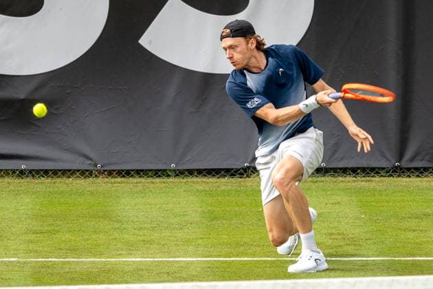 Dynamic forehand by Max Wiskandt, Max Wiskandt vs Yannick Hanfmann, Tennis, ATP Tournament, Boss Open, Court No 1, Qualification, 07 06 2025, Max Wiskandt vs Yannick Hanfmann, Tennis, ATP Tournament, Boss Open, Court No 1, Qualification, 07 06 2025, Stuttgart Copyright: xEibner-Pressefoto EdwardxCheungx EP_ECG
