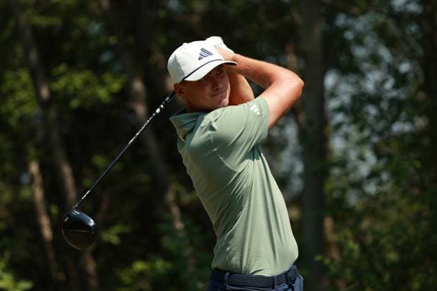 RBC Canadian Open CALEDON, ONTARIO-JUNE 7 Ludvig Aberg of Sweden plays his tee shot on the eight hole during the third round of the RBC Canadian Open at TPC Toronto at Osprey Valley in Caledon, Ontario, Canada on Saturday, June 7, 2025. Caledon Ontario United States  Copyright: xJorgexLemusx originalFilename:lemus-rbccanad250607_npPff.jpg