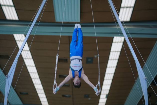 Kimi Koehnlein TV Schwaebisch Gmuend Wetzgau on the rings, TV Schwaebisch Gmuend Wetzgau vs TuS Vinnhorst, Gymnastics, 1 Bundesliga, 3 Wettkampftag, Saison 2025, 07 06 2025, TV Schwaebisch Gmuend Wetzgau vs TuS Vinnhorst, Gymnastics, 1 Bundesliga, 3 Wettkampftag, Saison 2025, 07 06 2025 Schwaebisch Gmünd Copyright: xEibner-Pressefoto LarsxNeumannx EP_LNN