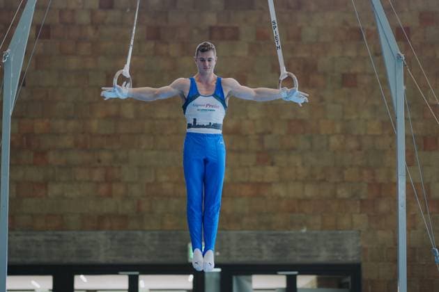 Glenn Trebing TV Schwaebisch Gmuend Wetzgau on the rings at the Kreuzhang, TV Schwaebisch Gmuend Wetzgau vs TuS Vinnhorst, Gymnastics, 1 Bundesliga, 3 Wettkampftag, Saison 2025, 07 06 2025, TV Schwaebisch Gmuend Wetzgau vs TuS Vinnhorst, Gymnastics, 1 Bundesliga, 3 Wettkampftag, Saison 2025, 07 06 2025 Schwaebisch Gmünd Copyright: xEibner-Pressefoto LarsxNeumannx EP_LNN