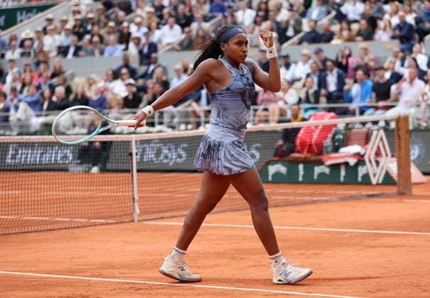 Coco Gauff of USA celebrates French Open Tennis, Day Fourteen, Tennis, Roland Garros, Paris, France - 07 Jun 2025 EDITORIAL USE ONLY No use with unauthorised audio, video, data, fixture lists, club league logos or live services. Online in-match use limited to 120 images, no video emulation. No use in betting, games or single club league player publications. Copyright: xEllaxLing Shutterstockx 15346222ay