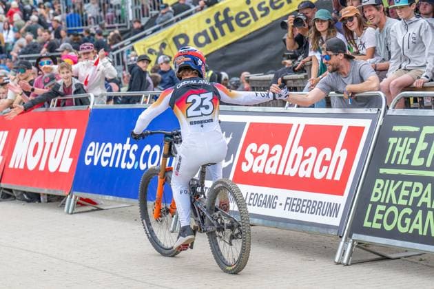 MOUNTAINBIKE - UCI MTB World Series LEOGANG,AUSTRIA,07.JUN.25 - CYCLING, MOUNTAIN BIKE - UCI Mountainbike World Cup, downhill. Image shows Laurie Greenland (GBR).  GEPAxpictures xWolfgangxKofler