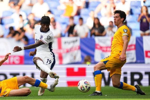 Noni Madueke of England shoots at goal but fails to score Andorra v England, FIFA 2026 World Cup Qualifying, Group K, Football, RCDE Stadium, Barcelona, Spain - 07 Jun 2025 EDITORIAL USE ONLY No use with unauthorised audio, video, data, fixture lists, club league logos or live services. Online in-match use limited to 120 images, no video emulation. No use in betting, games or single club league player publications. Copyright: xBaguxBlanco Shutterstockx 15345797bs