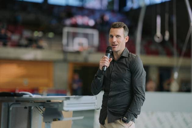 Helge Liebrich TV Schwaebisch Gmuend Wetzgau as hall announcer, TV Schwaebisch Gmuend Wetzgau vs TuS Vinnhorst, Gymnastics, 1 Bundesliga, 3 competition day, Season 2025, 07 06 2025, TV Schwaebisch Gmuend Wetzgau vs TuS Vinnhorst, Gymnastics, 1 Bundesliga, 3 competition day, Season 2025, 07 06 2025 Schwaebisch Gmünd Copyright: xEibner-Pressefoto LarsxNeumannx EP_LNN
