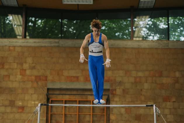Philipp Steeb TV Schwaebisch Gmuend Wetzgau on high bar, TV Schwaebisch Gmuend Wetzgau vs TuS Vinnhorst, Gymnastics, 1 Bundesliga, 3 Wettkampftag, Saison 2025, 07 06 2025, TV Schwaebisch Gmuend Wetzgau vs TuS Vinnhorst, Gymnastics, 1 Bundesliga, 3 Wettkampftag, Saison 2025, 07 06 2025 Schwaebisch Gmünd Copyright: xEibner-Pressefoto LarsxNeumannx EP_LNN