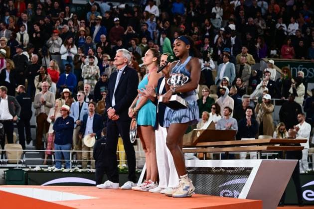 TENNIS : Roland Garros 2025 - Internationaux de France - 07 06 2025 Coco Gauff ( USA ) speaks during the 2025 French Open at Roland Garros on Juin 07 , 2025 in Paris, France. ( Photo Dante Badano PSNewz ) - ParisFrance  Copyright: xx