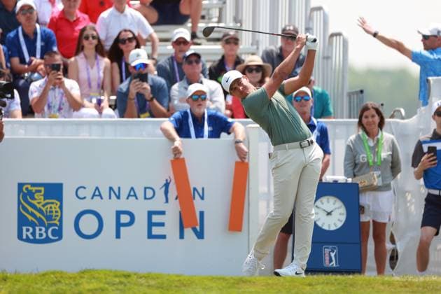 RBC Canadian Open 2025 at TPC Toronto at Osprey Valley CALEDON, ONTARIO - JUNE 07: Cameron Champ of Sacramento, California hits from the 1st tee during the third round of the RBC Canadian Open 2025 at TPC Toronto at Osprey Valley on June 07, 2025 in Caledon, Ontario, Canada. Caledon Ontario United States  Copyright: xAmyxLemusx originalFilename:lemus-rbccanad250607_np0Ka.jpg