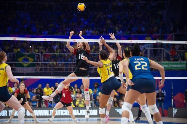 Germany vs Brazil RIO DE JANEIRO, RJ - 07.06.2025: GERMANY VS BRAZIL - Anastasia Cekulaev (GER), during a match valid for the Volleyball Nations League (VNL), held on June 7, 2025, at the Maracanazinho gym, in Rio de Janeiro, RJ, Brazil. (Photo: Renato Assis Fotoarena) x2750402x  RenatoxAssis