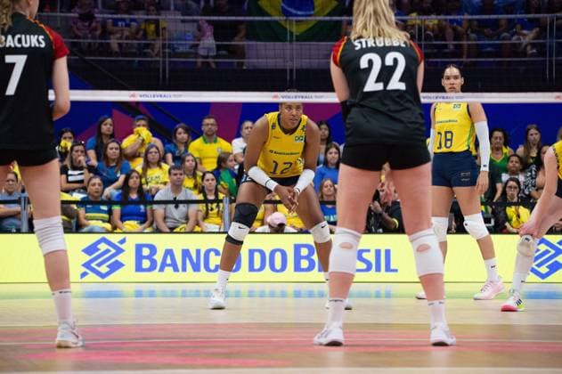 Germany vs Brazil RIO DE JANEIRO, RJ - 07.06.2025: GERMANY VS BRAZIL - Ana Cristina Souza (BRA), during a match valid for the Volleyball Nations League (VNL), held on June 7, 2025, at the Maracanazinho gym, in Rio de Janeiro, RJ, Brazil. (Photo: Renato Assis Fotoarena) x2750425x  RenatoxAssis