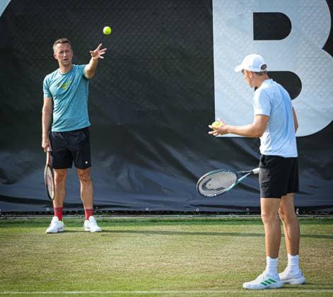 07 06 2025, ATP Tour, Boss Open Weissenhof Stuttgart , Tennis, Sport , in the picture coach Philipp Kohlschreiber GER and Justin Engel GER