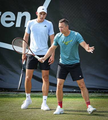 07 06 2025, ATP Tour, Boss Open Weissenhof Stuttgart , Tennis, Sport , in the picture Justin Engel GER and coach Philipp Kohlschreiber GER