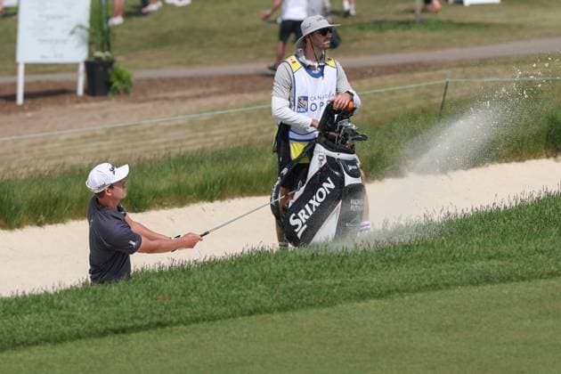 June 07, 2025: Andrew Putman pitches from the ninth hole bunker during the third round of the RBC Canadian Open held at TPC Toronto at Osprey Valley in Caledon, Ontario, Canada. CSM Caledon Canada - ZUMAc04_ 20250607_zma_c04_168 Copyright: xDanielxLeax