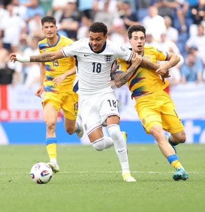 June 7, 2025, Sabadell, Barcelona, Spain: Barcelona Spain 07.06.2025 Aron Rodrigo (Andorra) and Morgan Rogers ( England) battle for the ball during the European Qualifiers between Andorra and England at RCDE Stadium on 07 June 2025 in Barcelona. Sabadell Spain - ZUMAu50_ 20250607_zsp_u50_042 Copyright: xXavixUrgelesx