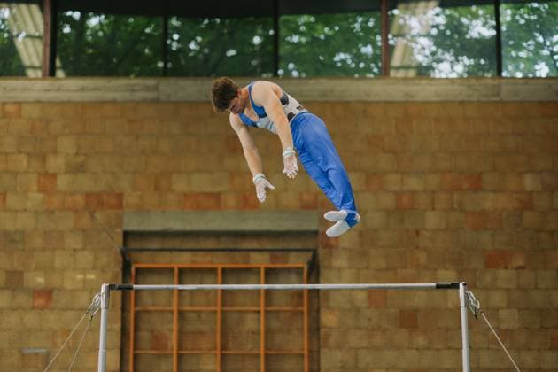 Carlo Hoerr TV Schwaebisch Gmuend Wetzgau on high bar, TV Schwaebisch Gmuend Wetzgau vs TuS Vinnhorst, Gymnastics, 1 Bundesliga, 3 Wettkampftag, Season 2025, 07 06 2025, TV Schwaebisch Gmuend Wetzgau vs TuS Vinnhorst, Gymnastics, 1 Bundesliga, 3 Wettkampftag, Season 2025, 07 06 2025 Schwaebisch Gmünd Copyright: xEibner-Pressefoto LarsxNeumannx EP_LNN