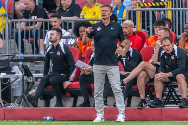 Canada Vs Ukraine in Toronto - 07 Jun 2025 Coach, Jesse Marsch, reacts during the Canadian Shield Tournament match between Ukraine and Canada at BMO Field. Final scores; Canada 4-2 Ukraine. Toronto Canada Copyright: xAngelxMarchinix xSOPAxImagesx CanadavUkraine-7-06-2025-4029