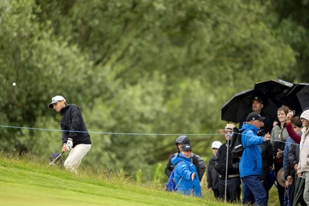 BADHOEVEDORP - Joakim Lagergren (SWE) in action on the final day of the KLM Open golf tournament at golf club The International. ANP SANDER KONING xVIxANPxSportx xxANPxIVx 529549540 originalFilename: 529549540.jpg